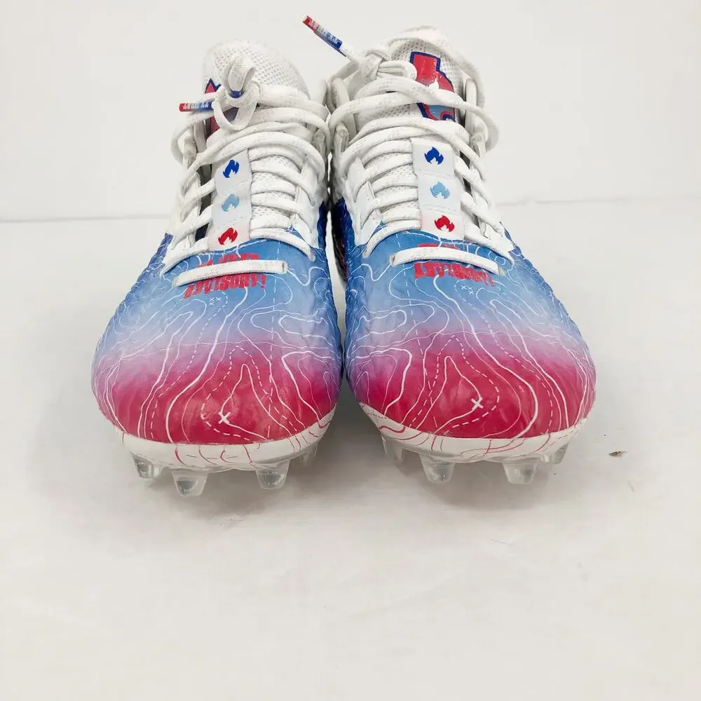 Under Armour Mens Spotlight Clone 4 MC TX Football Cleats Size 8 White Blue NWOB
